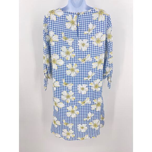 Draper James NEW Dress Women's 2 Exclusive Scad Blue Gingham Floral Shift Mini - Picture 9 of 12